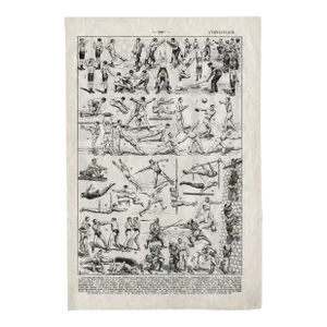 “Gymnastique - D’apres L’Ecole” - Giclee Print of a Sporty Antique French Encyclopedia Page Illustrated by Louis Charles Bombled -