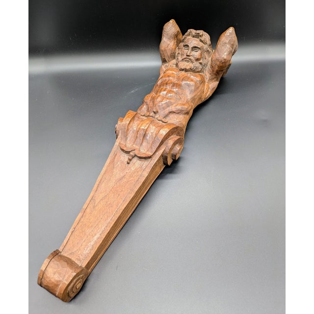 19th Century Hand-Carved Walnut Architectural/Decorative Atlas Corbel For Sale - Image 4 of 12