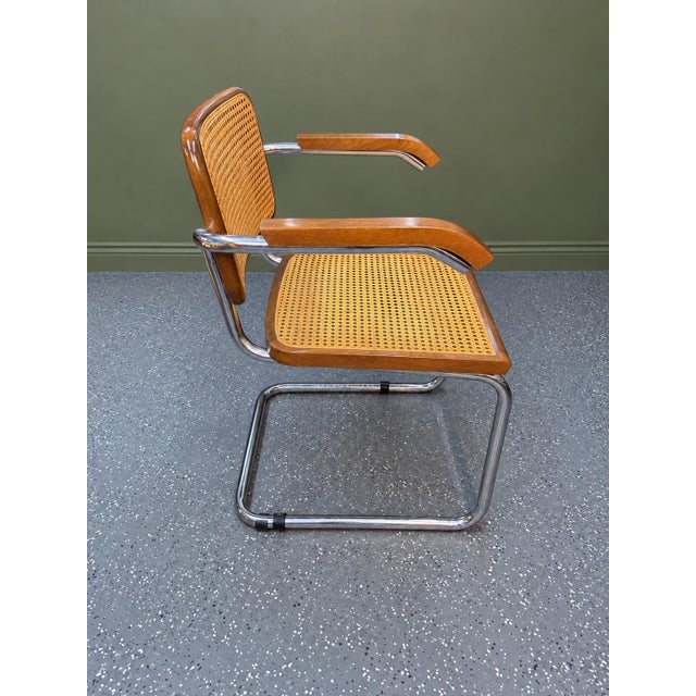 1980's Italian Cesca-Style Cane and Chrome B64 Armchair After Marcel Breuer For Sale - Image 4 of 9