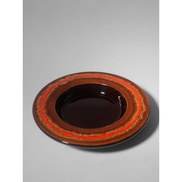 Orange Rimmed Ethnic Stoneware Plate from Gabriel, 1960s For Sale - Image 4 of 5