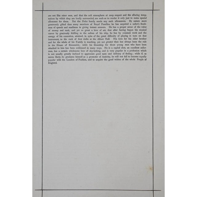 Black 1st Violin Duke of Edinburgh: 19th C. Vanity Fair Caricature by Ape (Carlo Pellegrini), 1874 For Sale - Image 8 of 8