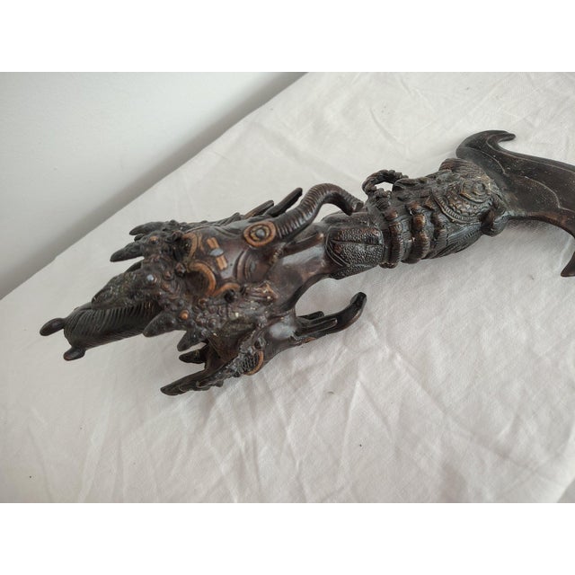Late 20th Century 20th Century Tibetan Bronze Ritual Kartika Phurba – Hayagriva Motif For Sale - Image 5 of 8