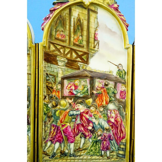 Capodimonte, Triptych Plaque Bas-Relief the Brawl, 1800s, Porcelain For Sale - Image 15 of 18