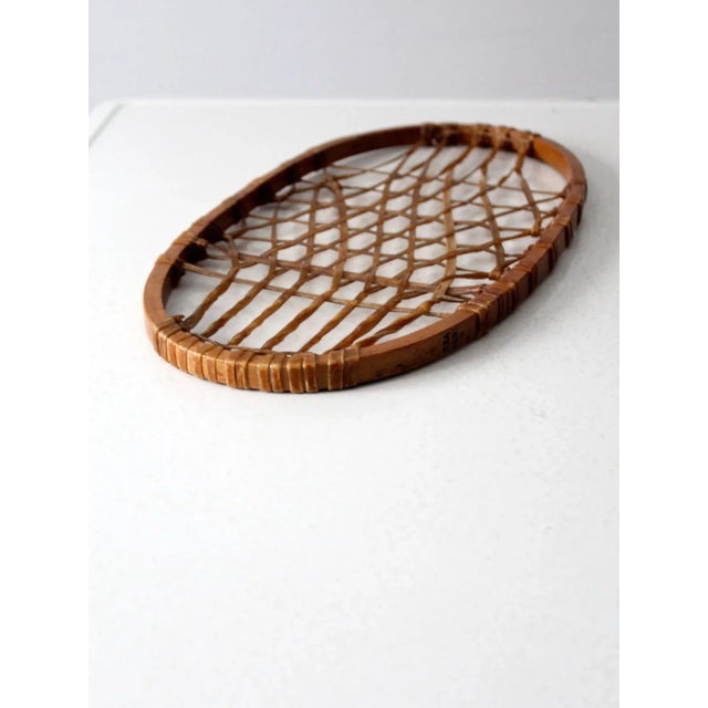 1940s Lund Wooden Snowshoe With Rawhide Webbing For Sale - Image 6 of 13