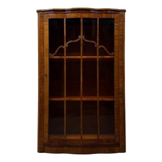 Art Deco Style Figured Walnut Display Cabinet, 1900s For Sale