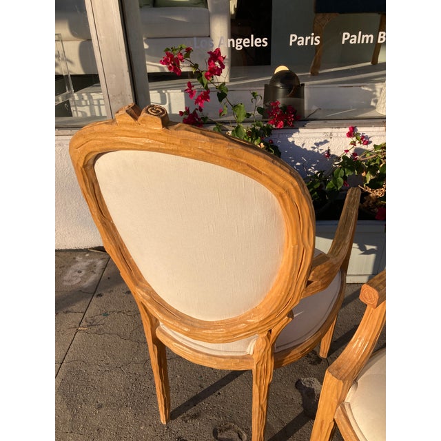 French Faux Bois French Style Fauteuils Arm Dining Chairs- A Pair -B For Sale - Image 3 of 16