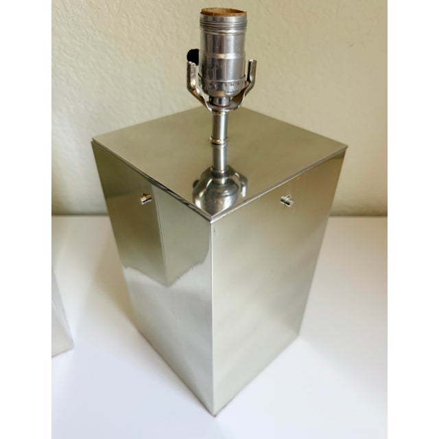 Mid-Century Modern 1970s Habitat Modernist Polished Aluminum Lamps, a Pair, Attributed For Sale - Image 3 of 10