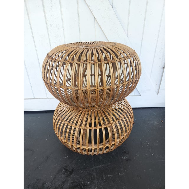 Brown 1960s Vintage Rattan Stool For Sale - Image 8 of 10