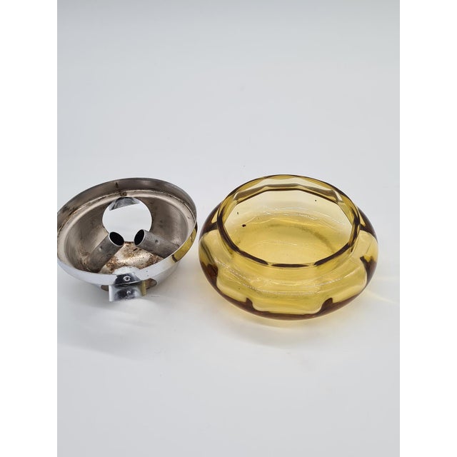 Space Age Ashtray in Orange Glass and Chrome-Plated Metal, 1970s For Sale - Image 6 of 7