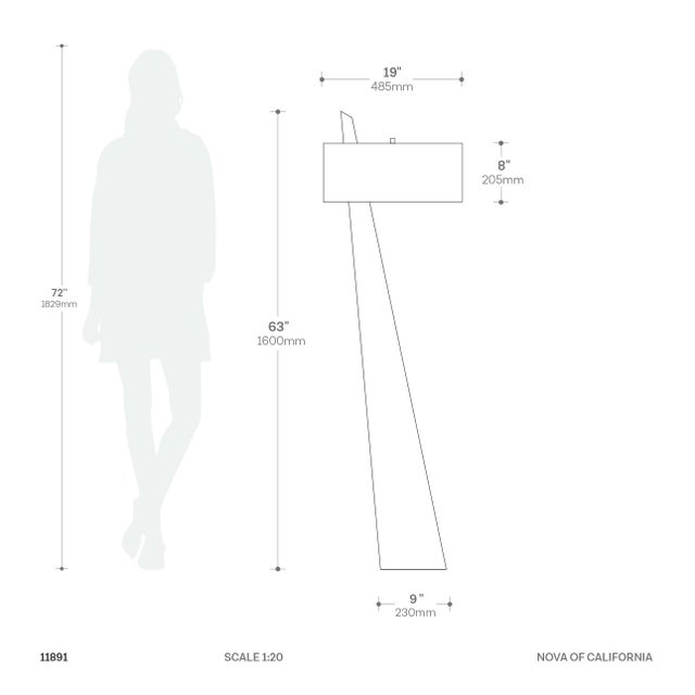 Black Obelisk Black Oak Floor Lamp - Black Oak Finish, Satin Nickel, White Cotton-Linen Shade, Plug-In For Sale - Image 8 of 8