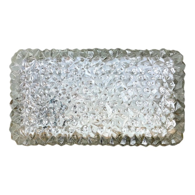 Mid-Century Modern Rectangular Flush Mount in Cut Glass, 1960s For Sale