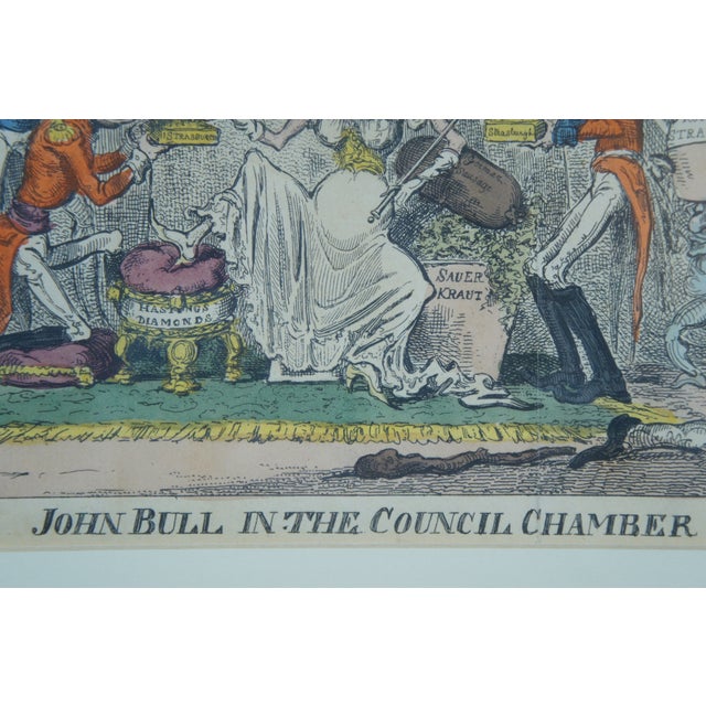 Early 19th Century Antique George Cruikshank John Bull in the Council Chamber Satirical Engraving, Framed For Sale - Image 10 of 12