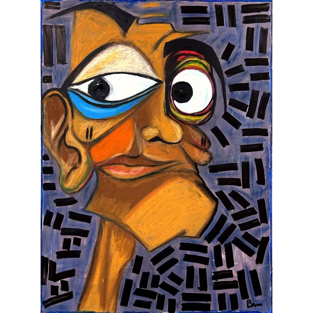Contemporary Stress by Seromo Okoro (2025) Pastel and Acrylic Paint on Canvas For Sale - Image 3 of 3