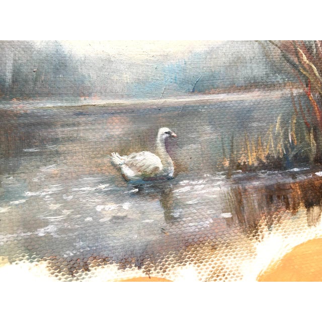 Framed Original Painting Landscape With Swan Antique Decor by Valeriya Serova For Sale - Image 9 of 11