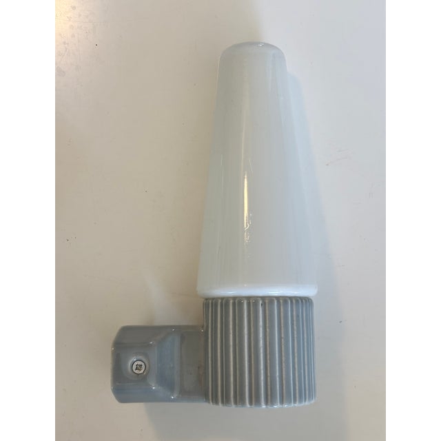 Mid-Century Modern Mid-Century Modern Wall Lights in Opaline Glass and Ceramic by Sigvard Bernadotte for Ifö, 1960s, Set of 2 For Sale - Image 3 of 10