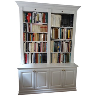 Large Custom Bookcase - Painted Finish & Sconces For Sale