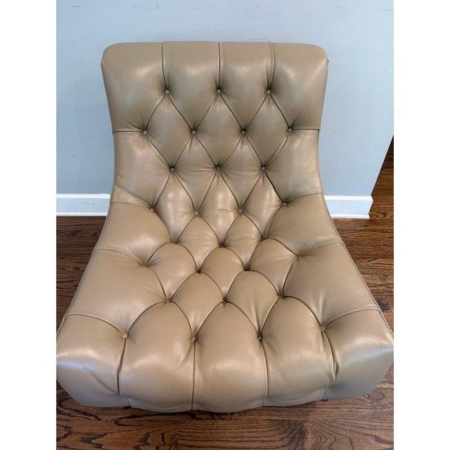 Wood Luxury Highland House Tufted Chair and Ottoman by Barclay Butera For Sale - Image 7 of 18