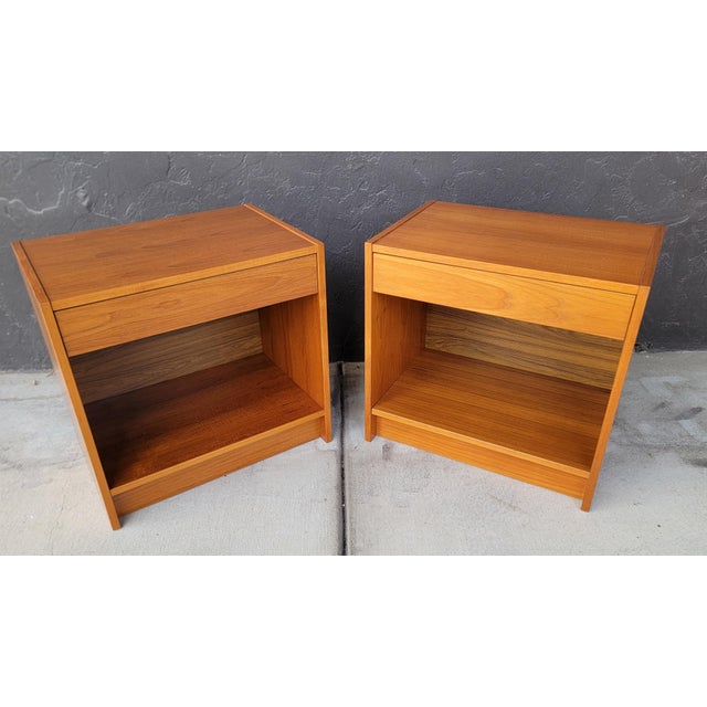 Mid-Century Modern Teak Danish Modern Night Stands - A Pair For Sale - Image 3 of 14