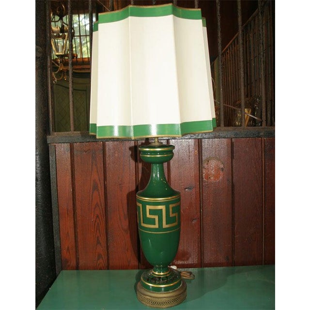 Eglomise Greek Key Lamp and Spectacular Shade Chairish