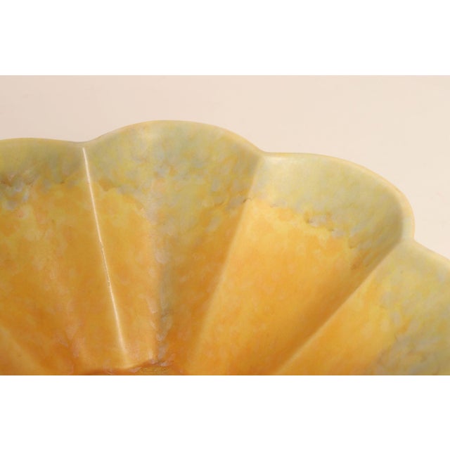 English Art Deco Ceramic Fluted Yellow, Orange and Green Compote Bowl by Beswick For Sale - Image 11 of 15