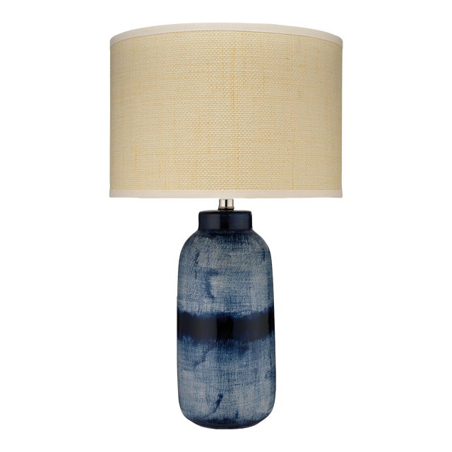 Jamie Young Batik Table Lamp with Raffia Shade, Large For Sale