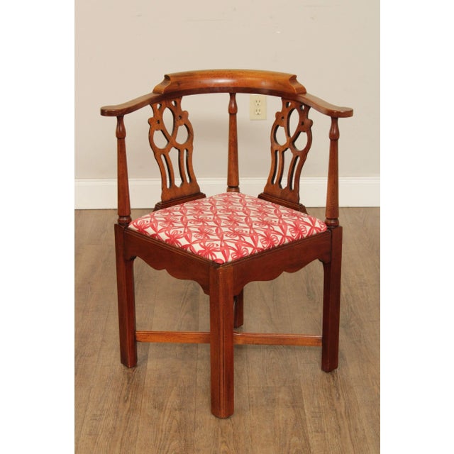 Chippendale Late 20th Century Chippendale Style Mahogany Corner Chair For Sale - Image 3 of 13