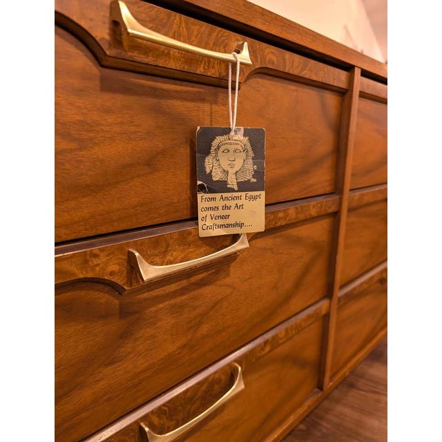 Brown 1970s American Walnut 9 Drawer Lowboy Dresser by Broyhill Lenoir For Sale - Image 8 of 9