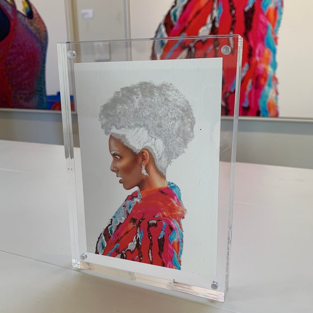 Contemporary "Technicolor Raincoat" Contemporary Expressionist Portrait Photograph in Lucite Frame For Sale - Image 3 of 13
