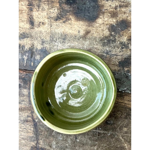 Vintage Studio Pottery Green Bowl For Sale - Image 10 of 16