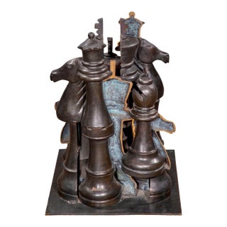 Arman, French Pop Art Heavy Bronze Sculpture Chess Game Gambit Arman Accumulation, 2003 For Sale