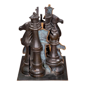 Arman, French Pop Art Heavy Bronze Sculpture Chess Game Gambit Arman Accumulation, 2003