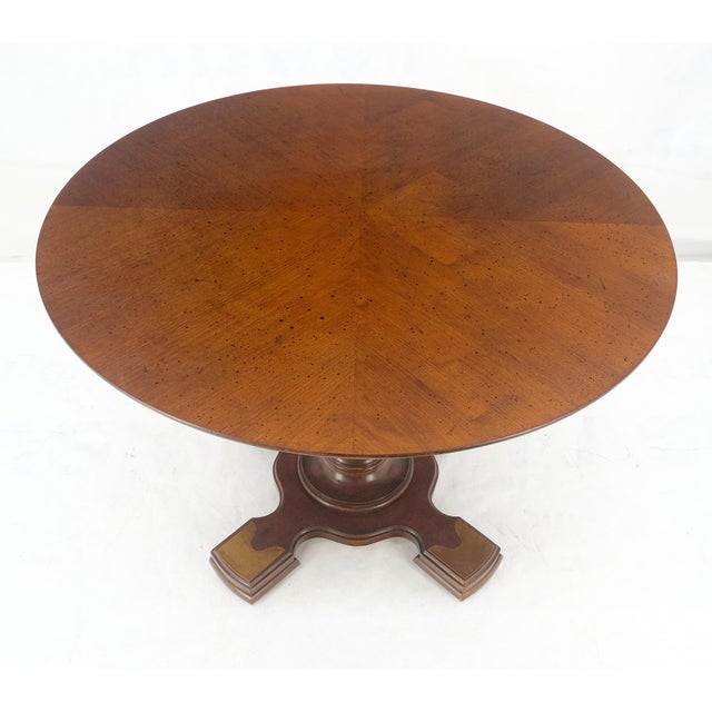 Wood Hi-Low Convertible Adjustable Round 40" Diameter Coffee to Game Table Cross Base For Sale - Image 7 of 12