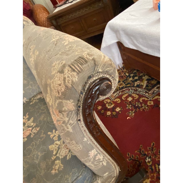 20th Century Duncan Phyfe Brocade Green Upholstered Sofa For Sale - Image 10 of 11