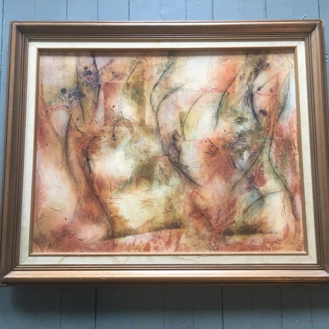 Brown Vintage Original Abstract Mixed Media Painting For Sale - Image 8 of 8