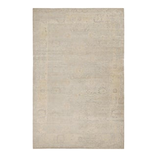 2010s Rug & Kilim’s Oushak Style Oversized Rug in Greige With Floral Pattern For Sale