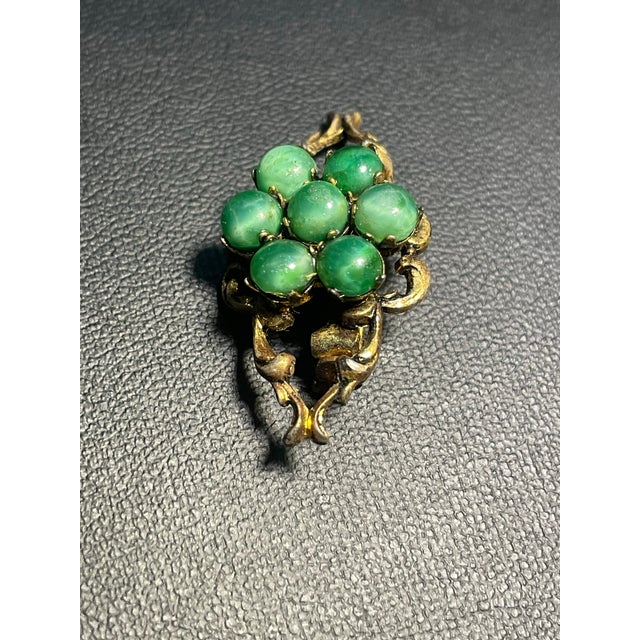Art Deco Art Deco (1920s-30s) Neiger Brothers of Gablonz, Czechoslovakia, Unsigned “Peking Jade” Glass Brooch For Sale - Image 3 of 4