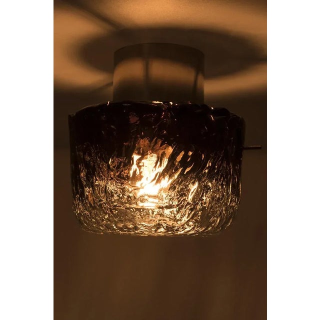 Beautiful Hillebrand ceiling light made from brass and amber glass. In good vintage condition. Measurements H. 21 cm; Ø 25...