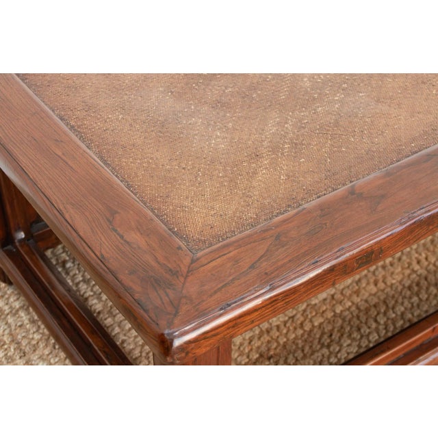 Wood Mid 20th Century Ming Style Wood & Rattan Coffee Table For Sale - Image 7 of 9