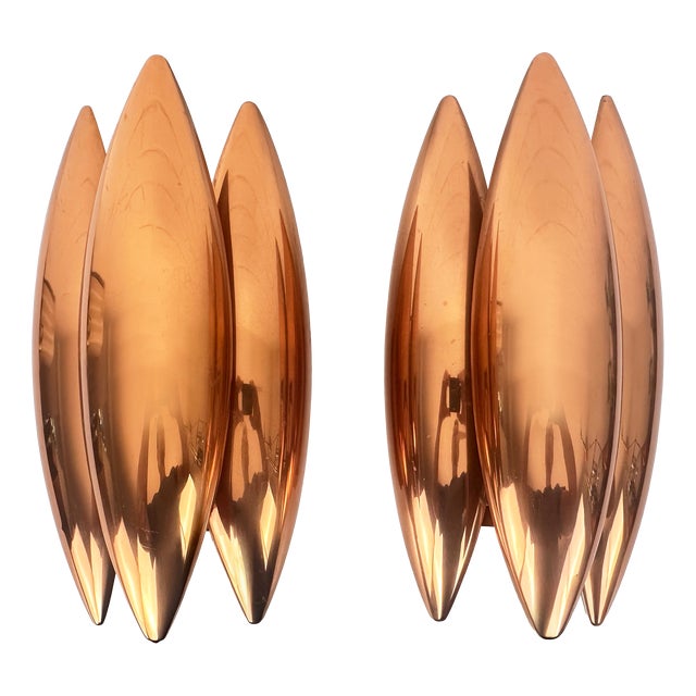 Copper Kastor Wall Lamps by Jo Hammerborg for Fog & Mørup, 1960s, Set of 2 For Sale