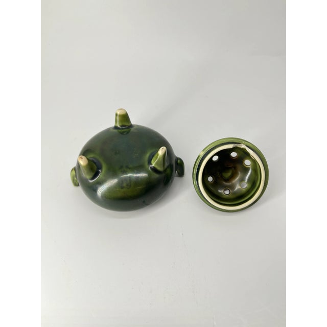 Vintage Japanese Green Ceramic Incense Burner For Sale - Image 4 of 8
