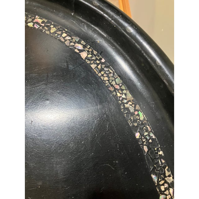 Victorian 19th Century Papier-Mâché Coffee Table With Mother-of-Pearl Inlay For Sale - Image 3 of 8