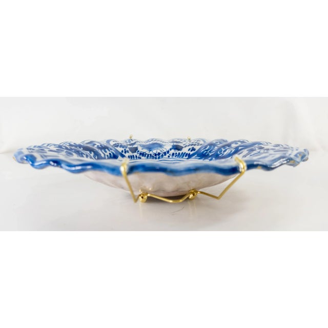 Early 20th Century 19th Century Italian Majolica Maiolica Faience Blue and White Savona Charger For Sale - Image 5 of 11