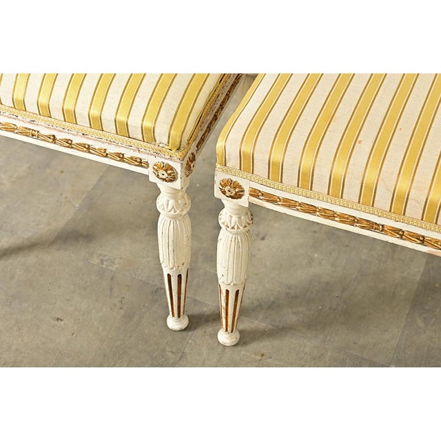 Swedish Pair of Louis XVI Style Stools Late 19th Century For Sale - Image 4 of 9