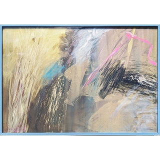 Lamar Briggs “Scacchi Series No. 6” Modern Gold Mixed Media Abstract Expressionist Painting, 1984 For Sale