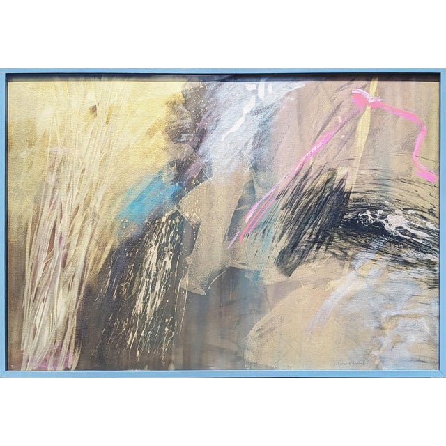 Lamar Briggs “Scacchi Series No. 6” Modern Gold Mixed Media Abstract Expressionist Painting, 1984 For Sale