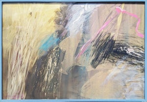 Lamar Briggs “Scacchi Series No. 6” Modern Gold Mixed Media Abstract Expressionist Painting, 1984