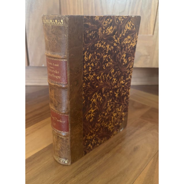Rare Antique Scandinavian Books, Circa 1840 These rare and distinctive collection of four antique leather-bound books...