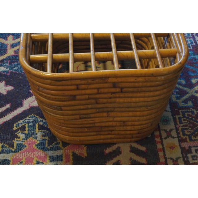Mid-Century Modern 1950s Paul Frankl Style Stacked Rattan Foot Stool / Table Base For Sale - Image 3 of 11
