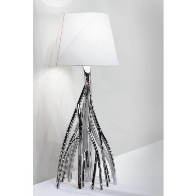 Mangrovia floor lamp in colored stainless steel & linen by barberini & gunnell limited edition of 15 + 2 ap + 1 p....