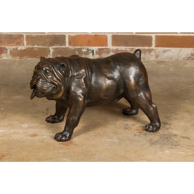 American Vintage American Art Life-Size Bronze Bulldog Sculpture For Sale - Image 3 of 10